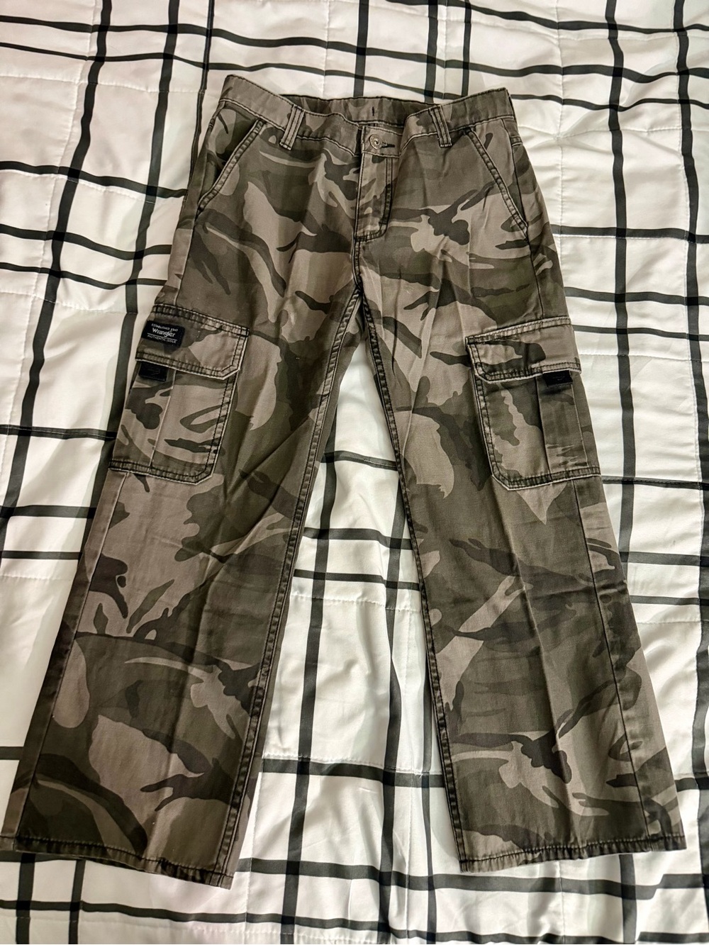 Wrangler Kid’s Olive Green Camo Cargo Pants